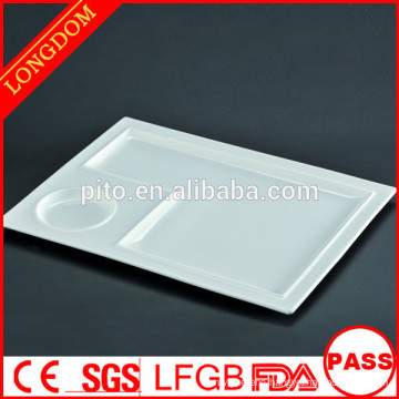 2015 new design Manufacturer white porcelain rectangle plate divided plate